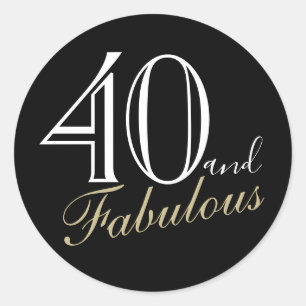 Adesivo Redondo 40 e Fabulosa Mulher Negra Elegante Aniversário