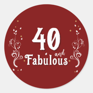 Adesivo Redondo 40 e Fabuloso aniversário de 40 anos de Folhagem V