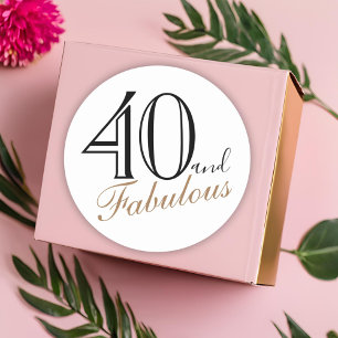 Adesivo Redondo 40 e Fabuloso Aniversário de Mulher Elegante Mode