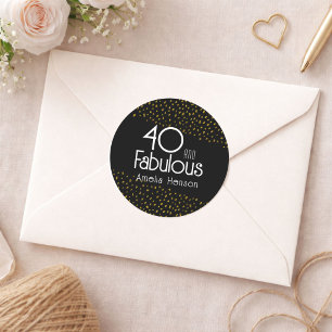 Adesivo Redondo 40 e Fabuloso Brilho Dourado Aniversário de 40 ano