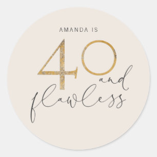 Adesivo Redondo 40 e Nome da Cinza Dourada rosa sem falhas