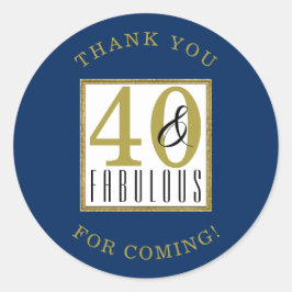 Adesivo Redondo 40 & Festa de aniversário fabulosa Obrigado