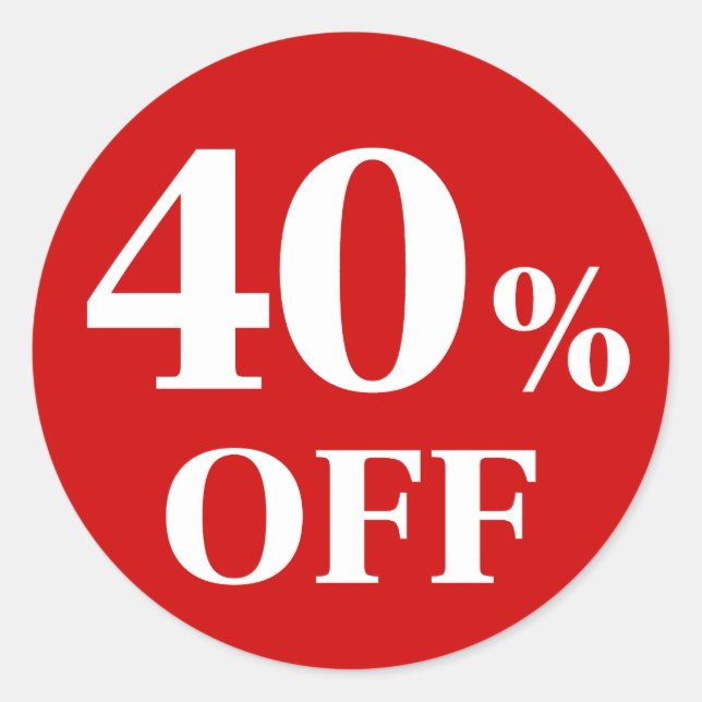 Adesivo Redondo 40% OFF Red Background Classic Round Sticker (Frente)