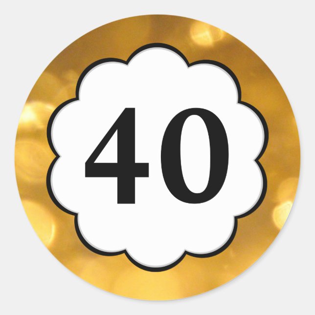 Adesivo Redondo 40 - Ouro Numbers Sticker (Frente)