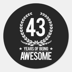 Adesivo Redondo 43º Aniversário (43 Anos De Esforço)