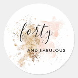 Adesivo Redondo 44aniversário de 40 anos, Rosa E Dourado