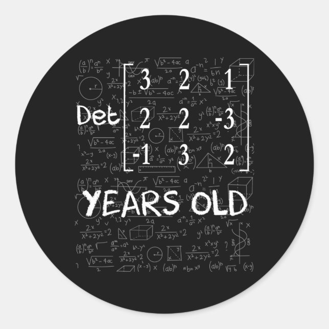 Adesivo Redondo 45º 45 Com Geek Matriz Determinante Matriz (Frente)