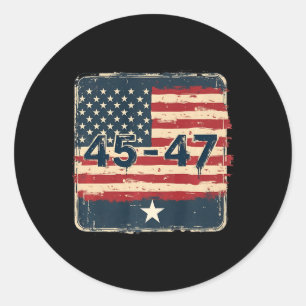 Adesivo Redondo 45 47 Bandeira Trump Vintage Usa
