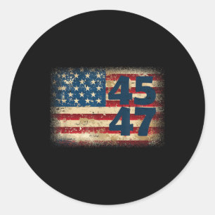 Adesivo Redondo 45 47 Donald Trump 2025 American Flag