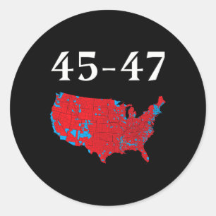 Adesivo Redondo 45 47 Mapa Eleitoral de Trump 2024