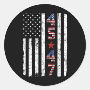 Adesivo Redondo 45 47 Presidente Trump Inauguração Dos Eua Retro T