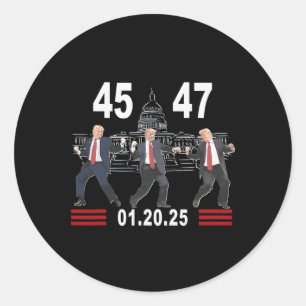 Adesivo Redondo 45 47 Presidente Trump Vitória Dança Inauguração D