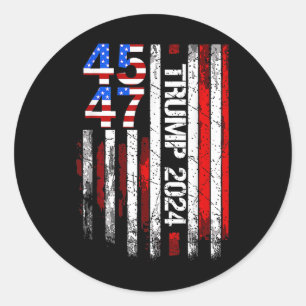 Adesivo Redondo 45 47 Trump 2024 American Flag Take America Byck 4