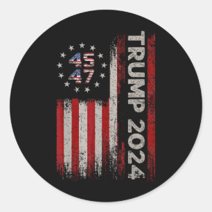 Adesivo Redondo 45 47 Trump 2025 American Flag _1