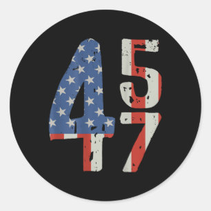 Adesivo Redondo 45 47 Trump 2025 American Flag (no Back)