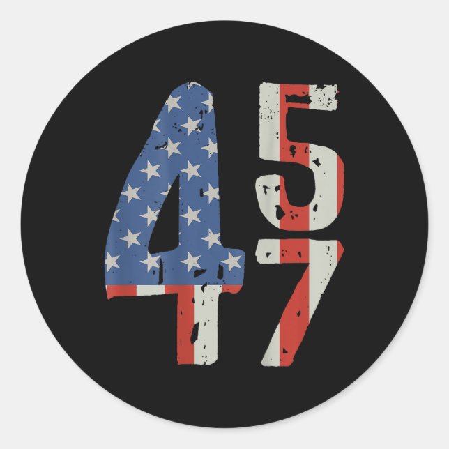 Adesivo Redondo 45 47 Trump 2025 American Flag (no Back) (Frente)