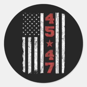 Adesivo Redondo 45 47 Trump Vintage Estados Unidos Flag 2025 Presi