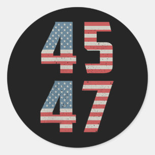 Adesivo Redondo 45 47 Trump Vintage Retro Usa Flag 2025 Presidente