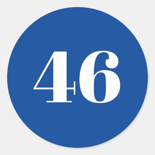 Adesivo Redondo 46 Biden Presidente azul número branco botão moder (Frente)