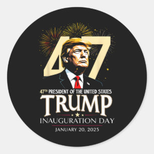 Adesivo Redondo 47º Dia da Inauguração do Presidente Trump Janeiro