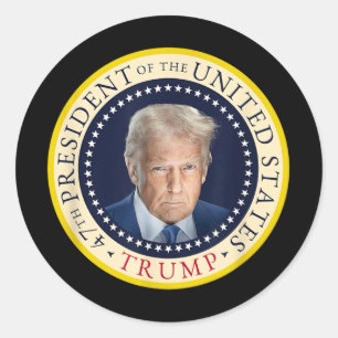 Adesivo Redondo 47º Presidente Trump Retrato Oficial Seal 4º de