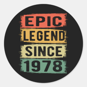 Adesivo Redondo 47 Anos De Idade Dia 1978 Legenda Epic 47º Anivers