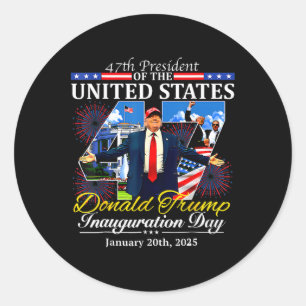 Adesivo Redondo 47 Dia da Inauguração do Presidente Donald Trump 2