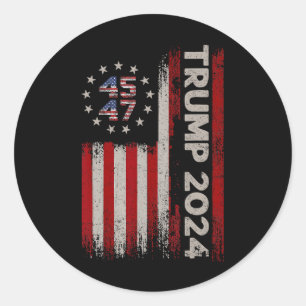 Adesivo Redondo 47 Donald Trump 2024 Bandeira Americana Eleições 2