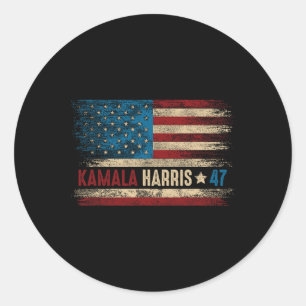 Adesivo Redondo 47 Para O Presidente Americano Flag Kamala Harris 