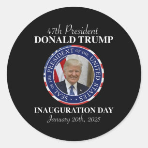 Adesivo Redondo 47 Presidente Donald Trump Dia de Inauguração 2025