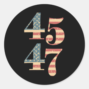 Adesivo Redondo 47 Trump 2024 Vintage Flag Support Trump 45 47 Wom
