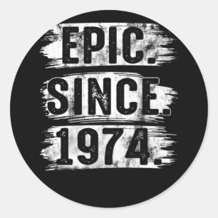 Adesivo Redondo 48. º Aniversário Epic Vintage Desde 1974 48 Anos