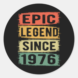 Adesivo Redondo 49 Anos De Idade Dia 1976 Legenda Epic 49º Anivers