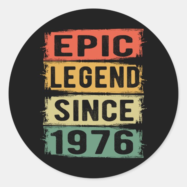 Adesivo Redondo 49 Anos De Idade Dia 1976 Legenda Epic 49º Anivers (Frente)