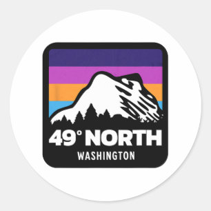 Adesivo Redondo 49 Graus Norte Washington Snowboard Skiing Fa