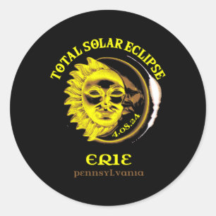 Adesivo Redondo 4.08.24 Eclipse Solar Total 2024 Erie Pensilvânia