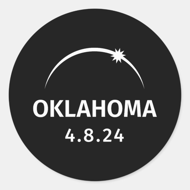 Adesivo Redondo 4.8.24 Eclipse Solar Oklahoma (Frente)