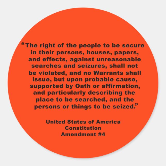 Adesivo Redondo 4.a alteração sobre Camisetas, Chaveiros, Mugs (Frente)