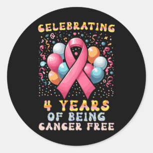 Adesivo Redondo 4 Anos De Cancer Da Mama Sem Cancer