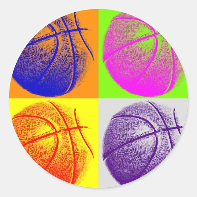 Adesivo Redondo 4 Cores de basquete de Pop (Frente)