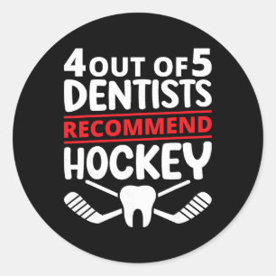 Adesivo Redondo 4 De 5 Dentistas Recomendam Hóquei no Gelo Engraça