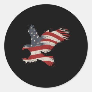 Adesivo Redondo 4 De Julho Águia Com Bandeira Americana Dotada