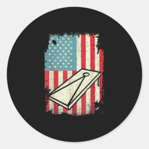 Adesivo Redondo 4 de julho American Flag Cornhole Love