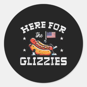 Adesivo Redondo 4 De Julho Aqui Para Glizzies Hotdog Patriot Men W