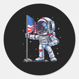 Adesivo Redondo 4 De Julho Astronauta Americana Flag Funny Patr