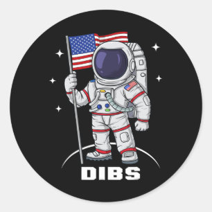 Adesivo Redondo 4 De Julho Astronauta Americano Bandeira Difundida
