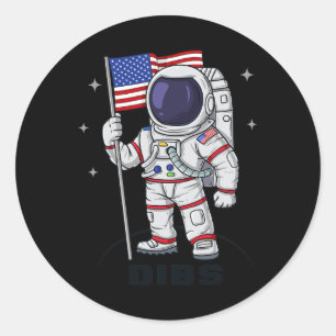 Adesivo Redondo 4 De Julho Astronauta Americano Bandeira Difundida