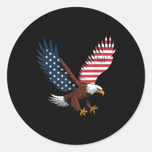 Adesivo Redondo 4 De Julho Bald Eagle Eua Bandeira Americana Patri
