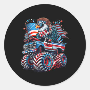 Adesivo Redondo 4 De Julho Bandeira Americana Águia Careca Patriót