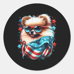 Adesivo Redondo 4 de julho, Bandeira Patriótica Pomerânia de Cacho